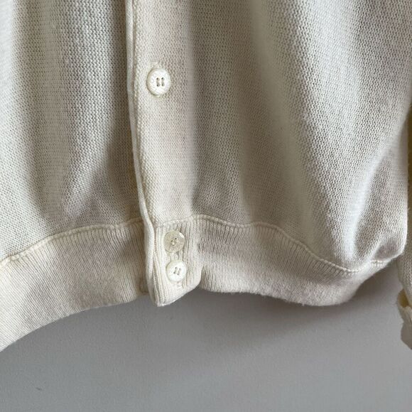 IZOD vintage Cardigan Sweater Mens M Ivory Y2K Oversized Grandpa Preppy Academia - Picture 11 of 13